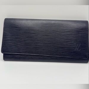 Louis Vuitton Epi Leather Long Flap Wallet Black Continental Spain